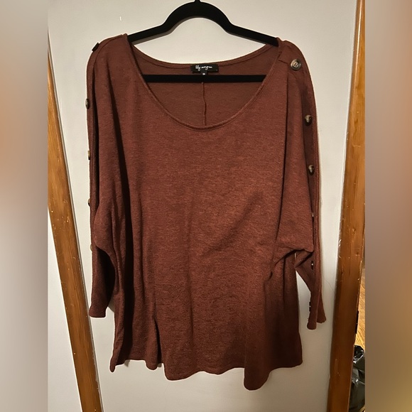 Lily Morgan Long Sleeve Top with Button Detail - Picture 1 of 3